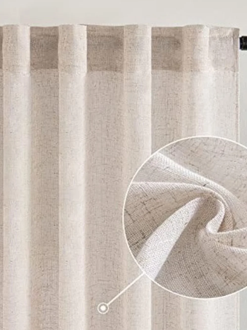 MIULEE Natural White Linen Curtains 52x94 Inch Length 2 Panels
